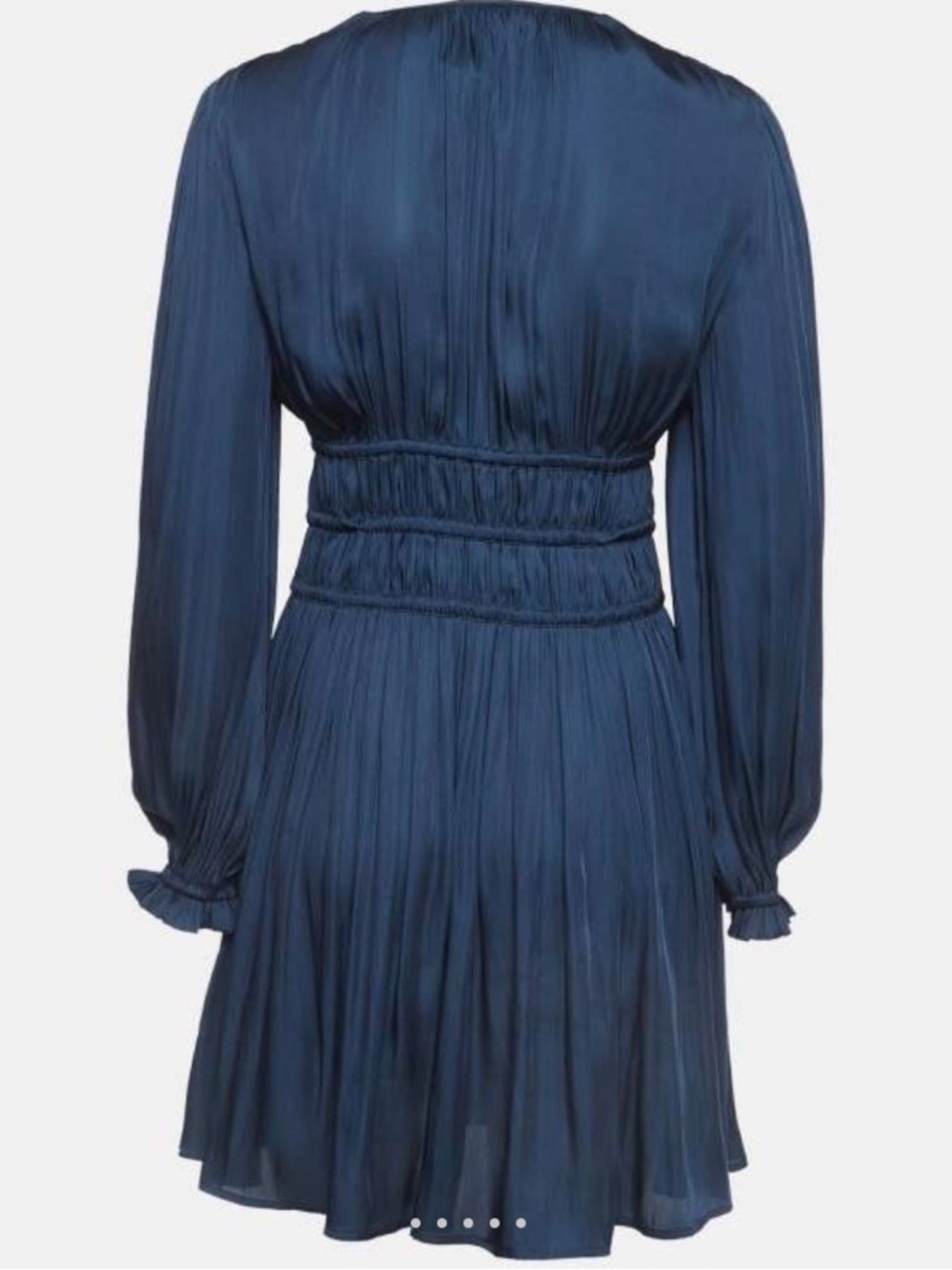 Maje Navy Blue V‑Neck Long‑Sleeve Smocked Mini Dress - Picture 4 of 9